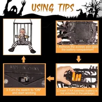 Halloween Scary Skeleton Prisoner Talking Let Me Out with Light Animatronic Prank Speaking Props Hangable Ghost Halloween Decor 6