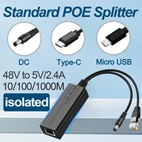 48V to 5V POE Splitter Adapter Active Adaptive Separator Isolated Injector DC Micro USB tpye-C USB Female for 1000M Camera 1