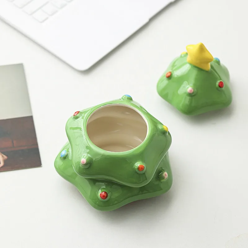 Creative Ceramic Christmas Tree Storage Jar Cute Candy Jar & Decorative Jewelry Organizer for Home Decor Perfect Birthday Gift