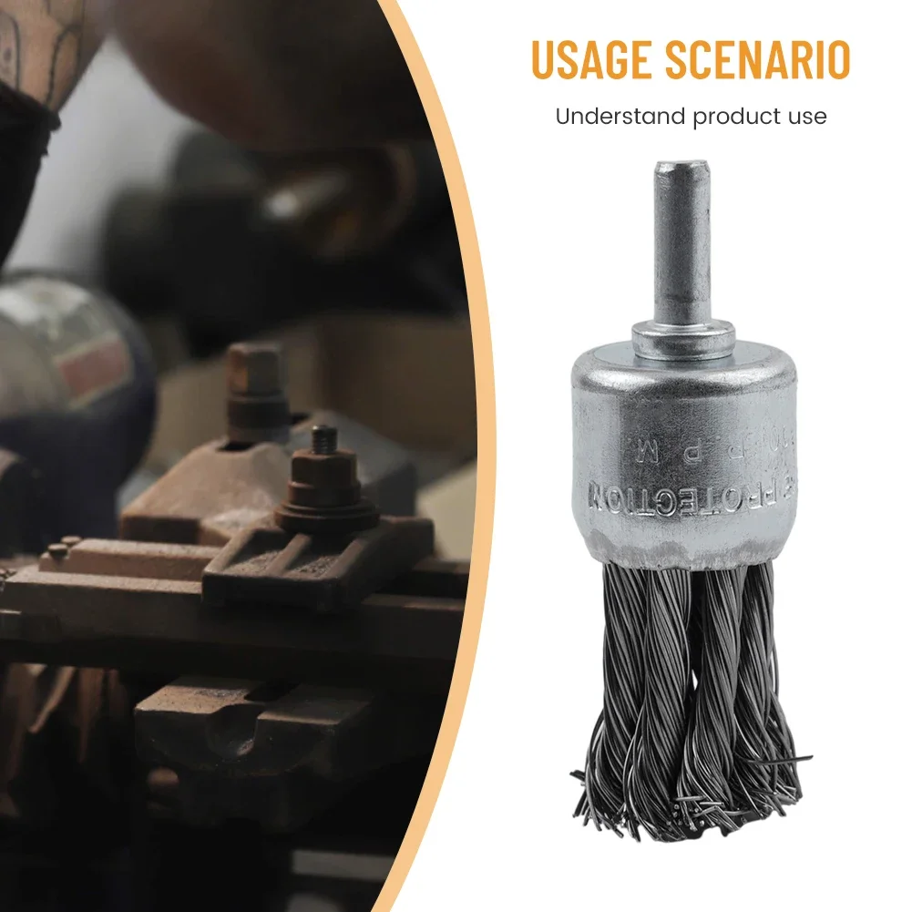 25/20mm Steel Brush Knot Wire End Brush Rust Paint Removal Tools With Shank For Die Grinder Or Drill Polishing