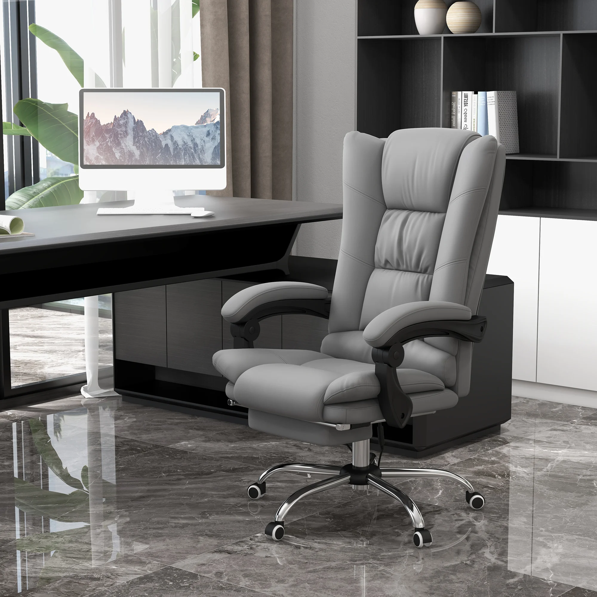 Vinsetto Vibration Massage Office Chair with Heat, Footrest, Gray 3