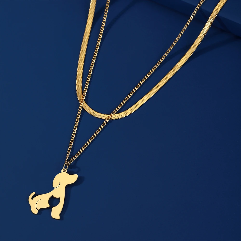 Dog Cat Pet Animal Cute Necklace Gold Color Stainless Steel Chain Necklaces for Women - PeticaDeals