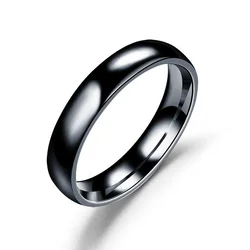 Elegant 6mm Titanium Hypoallergenic Wedding Band with High Polish Finish - 8 (Black)