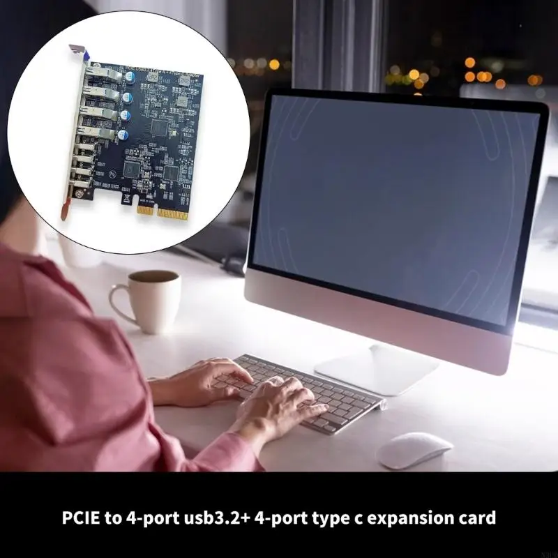 N3UD PCIe 4x USB 3.2 and 4x Type C Port Expansion Card Upgrades PC Connection