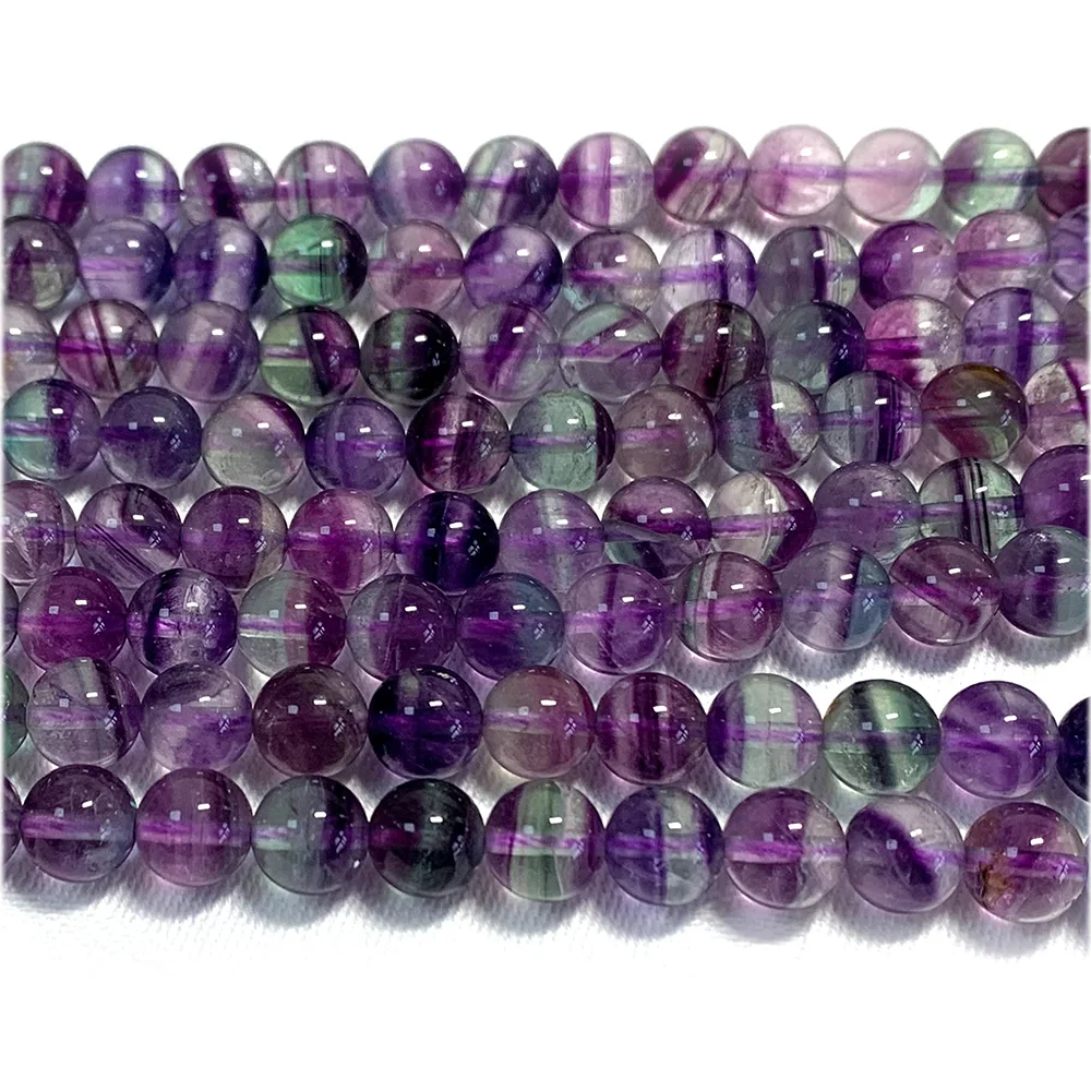 Veemake Clear Lace Purple Fluorite Round Beads For Jewelry Making Natural Gemstones Crystal DIY Necklace Bracelets Earrings07621