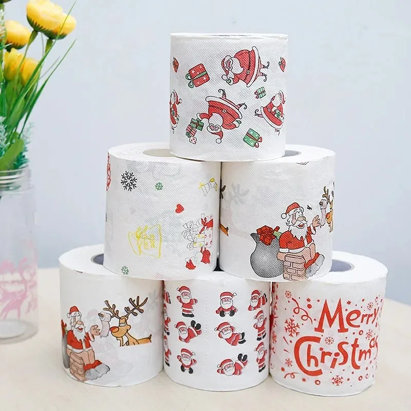 Toilet Roll Paper Christmas Toilet Roll Paper Home Santa Claus Bath Toilet Roll Paper Christmas Supplies Xmas Tissue Home New Year Decoration