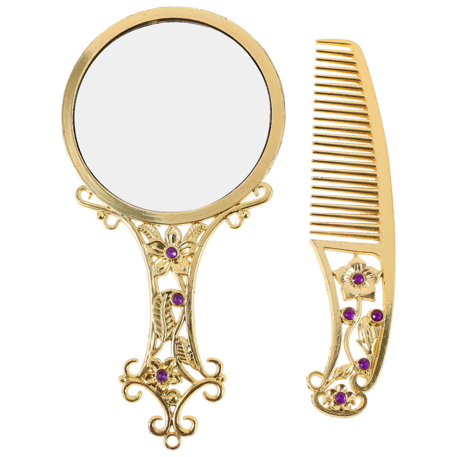 Miroir De Poche Vintage En Métal Avec Peigne – Compact, Design Rétro – Parfait Pour Maquillage, Coiffure, Voyages