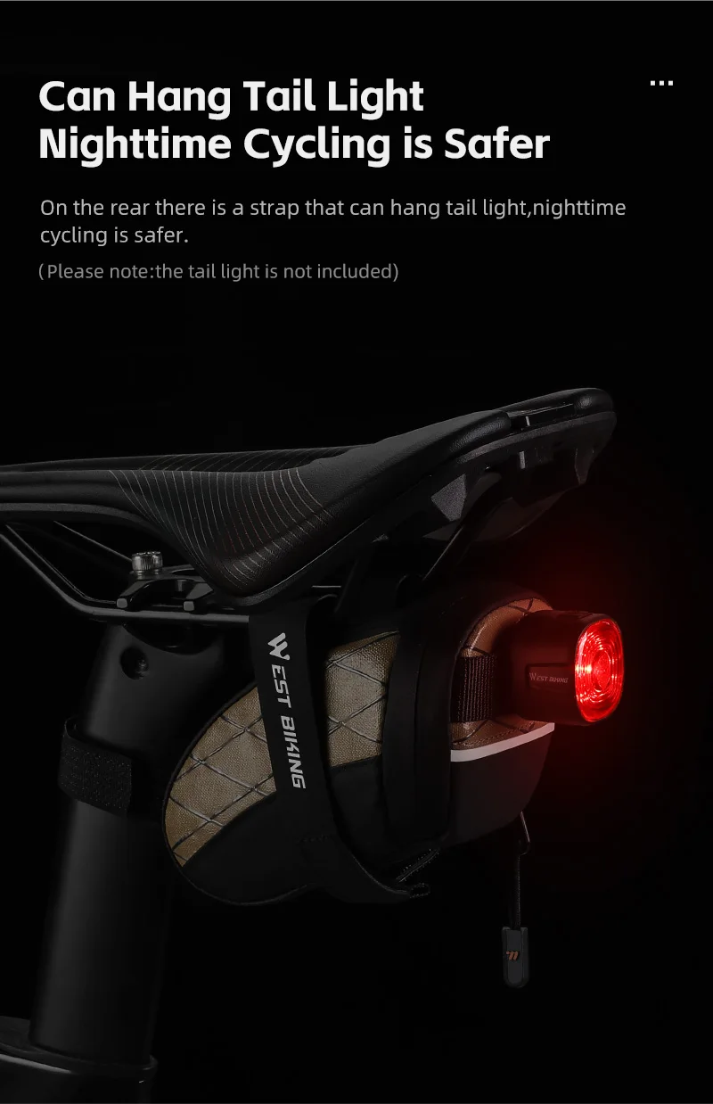 WEST BIKING Mini-Fahrradsatteltasche 0,3L Wasserabweisend Reflektierend Kleine Werkzeugtasche Hecktasche für MTB Rennrad Zubehör – Detail 9