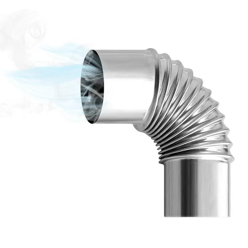 60mm Stainless Steel 90 Degree Elbow Chimney Liner Bend Multi Flue Stove Pipe Outdoor Camping Wood Stoves Chimney