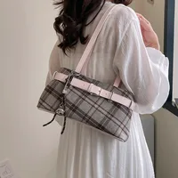 Sac à bandoulière rétro à carreaux pour femme 2026 – Nouveau sac fourre-tout texturé et tendance, polyvalent pour le travail et les trajets quotidiens, sacs à main pour femmes 3