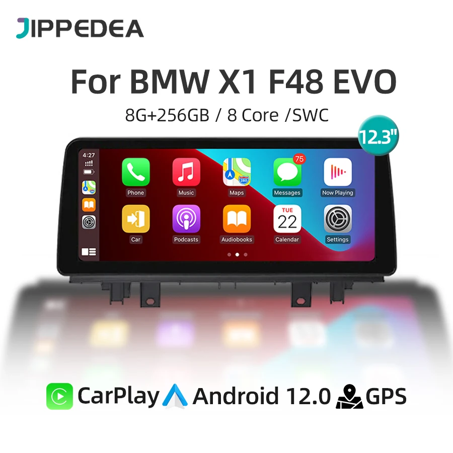 

Автомобильный мультимедийный плеер 12,3 дюйма, 8 Гб 256 ГБ, Android 12, CarPlay, GPS-навигация, 4G, Wi-Fi, Bluetooth, автомобильное радио для BMW X1 F48, система EVO 2018