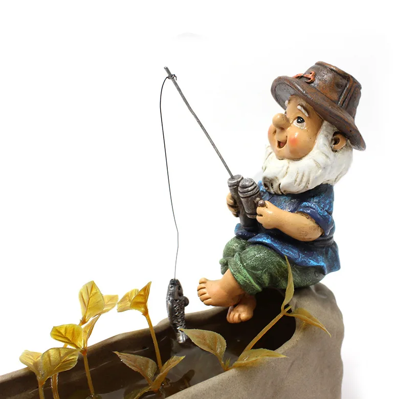 Statue de naine de pêche de jardin en résine, décoration créative de pelouse, paysage, accessoires de jardin — vue 8