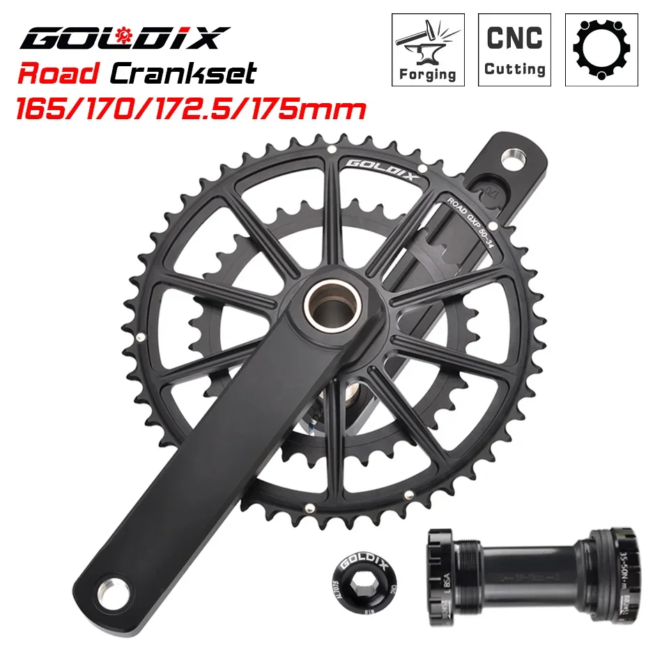 

GOLDIX GXP Road Bike Crankset All CNC Cutting 50 34T/52 36T/52 42T/53 39T Double Chainring for road bike fold bike Crank parts