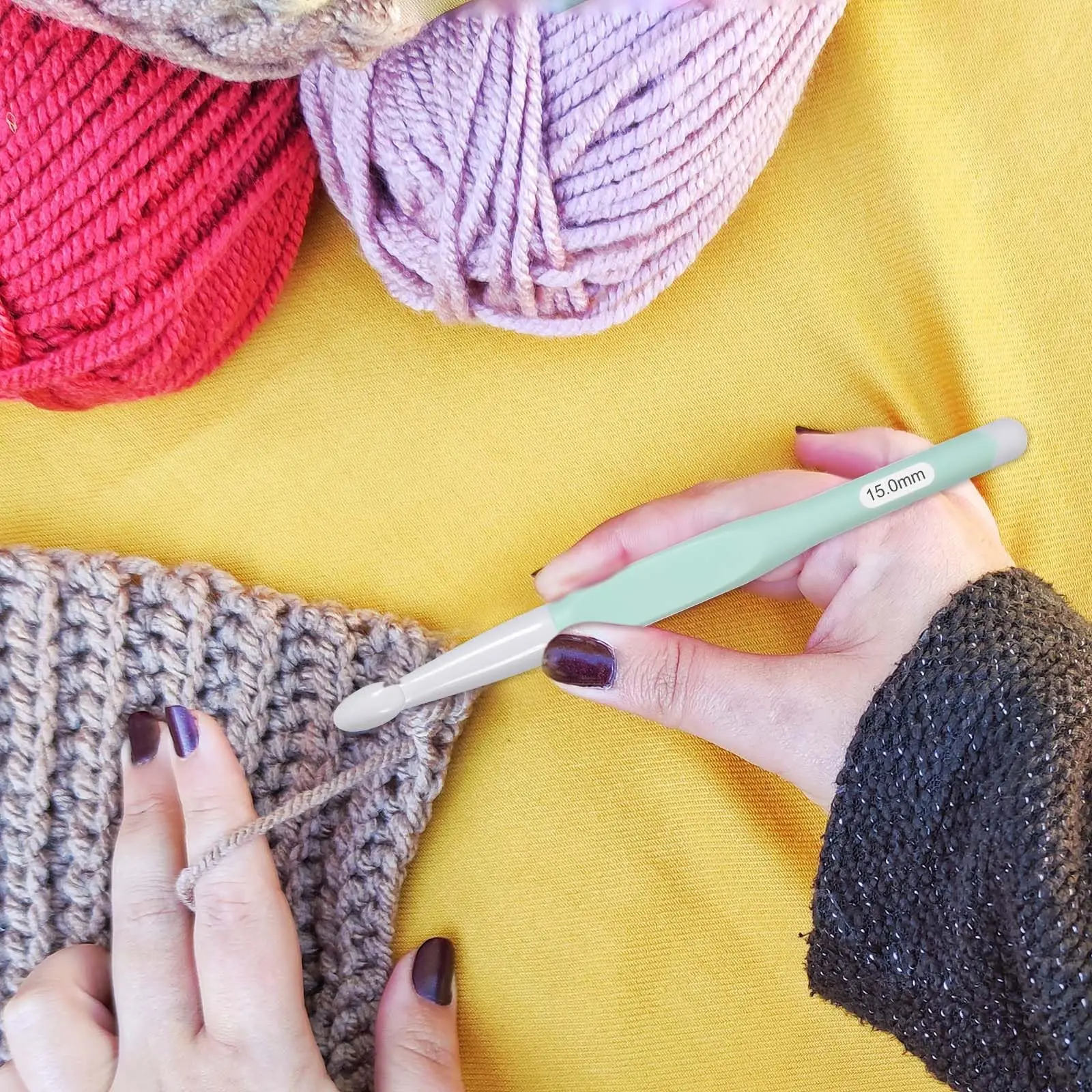 5pcs Crochet Hooks Set 8/10/12/15/20mm Ergonomic Grip Home Weave Yarn Craft DIY Household Knitting Tools