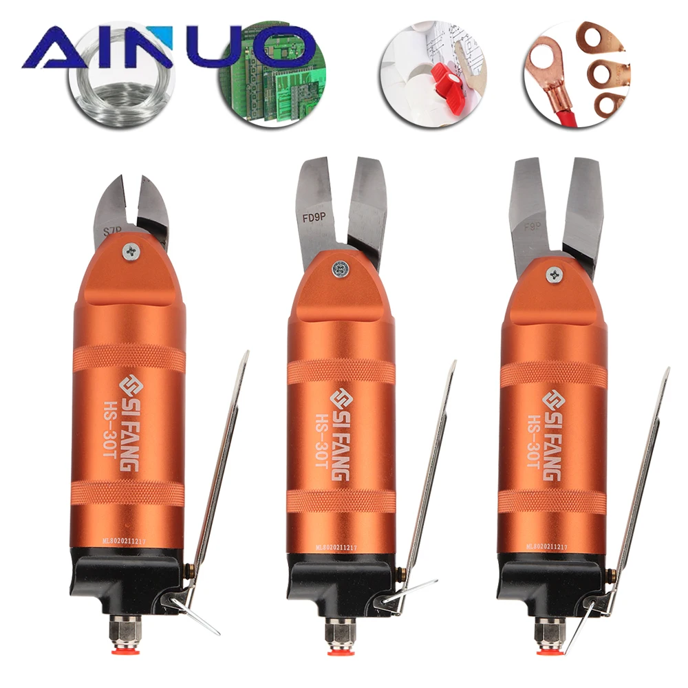 HS-30T Mini Air Power Scissors Straight Metal Scissors Shears Pneumatic Nipper Cutter Cutting Tool for Iron Stainless Steel electrical wire cable cutters cutting side snips flush pliers nipper anti slip rubber mini diagonal pliers hand tools