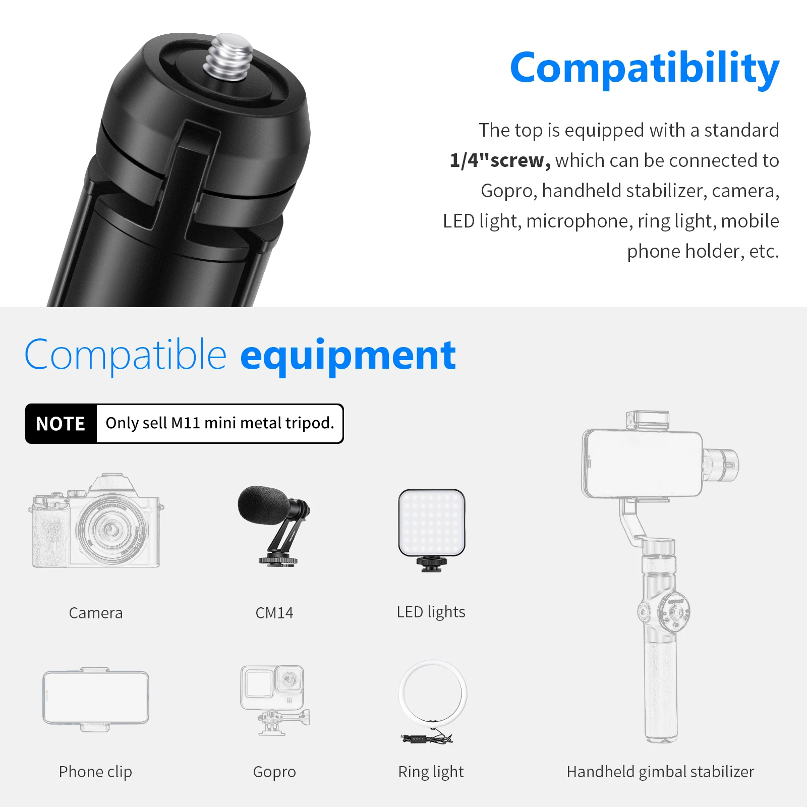 Trépied Pliable pour Appareil Photo et Smartphone avec Vis 1/4" - Support Stable 3kg