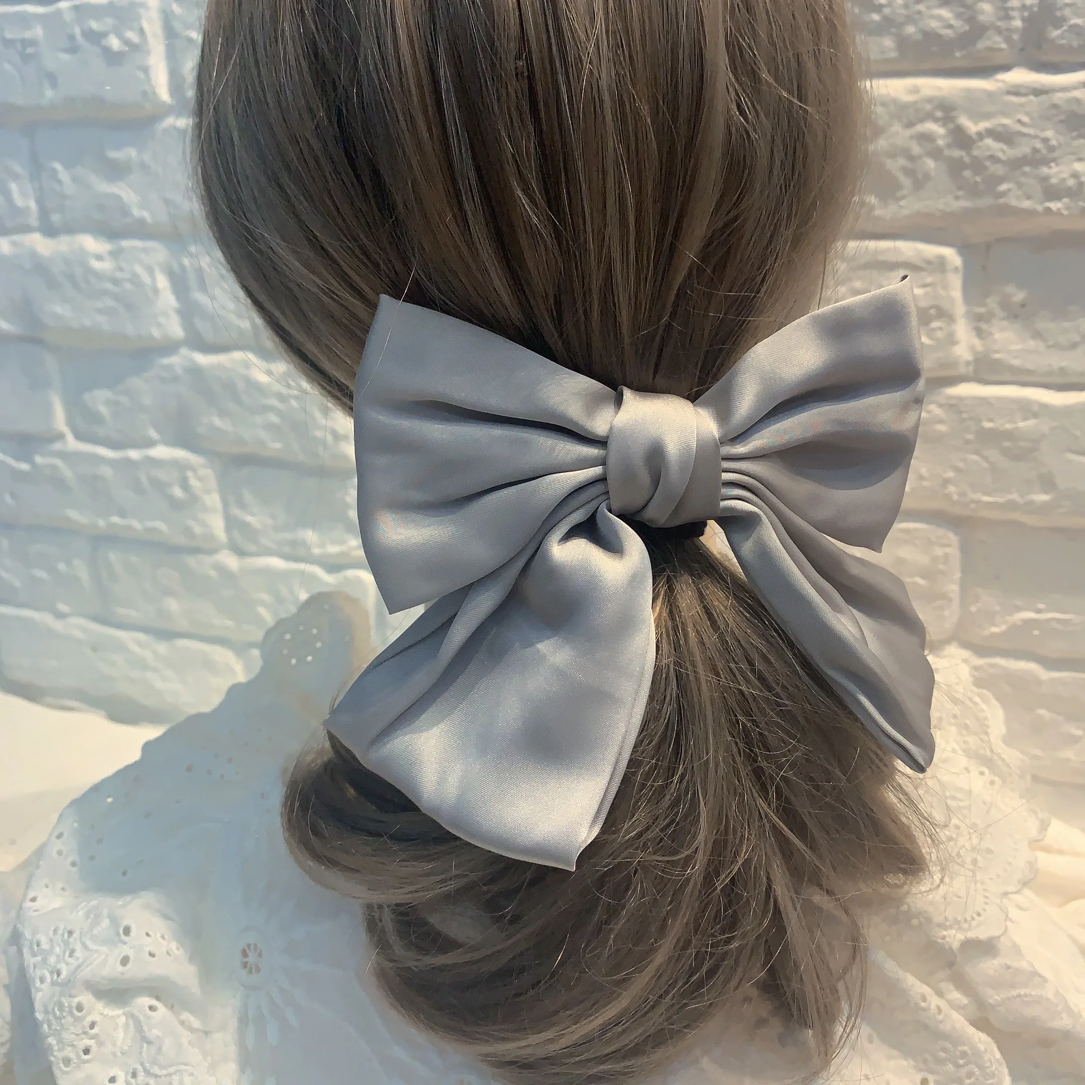SITAKEGS Fiocco Fermagli Per Capelli, 10Packs Grande Bowknot Hairpin Coda Capelli Fiocchi con Lungo Nastro di Raso Setoso, Tinta Unita Capelli Francesi Barrettes Accessori per Le Donne Ragazze Coda
