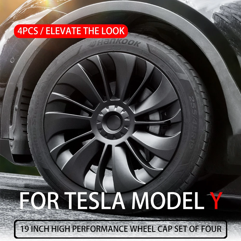 4PCS for Tesla Model Y Hub Cap Performance Replacement Wheel Cap 19 Inch Automobile Hubcap Full