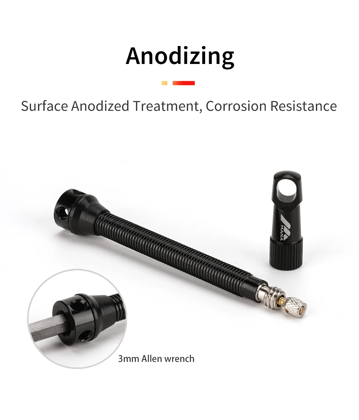 Description Picture 6 of itemMANA 1Pair 40/53/63/78/100mm Bicycle Presta Valve Aluminum Alloy Valve For Tubeless Road/MTB/Gravel Bike-ELITEWHEELS Uses Valve