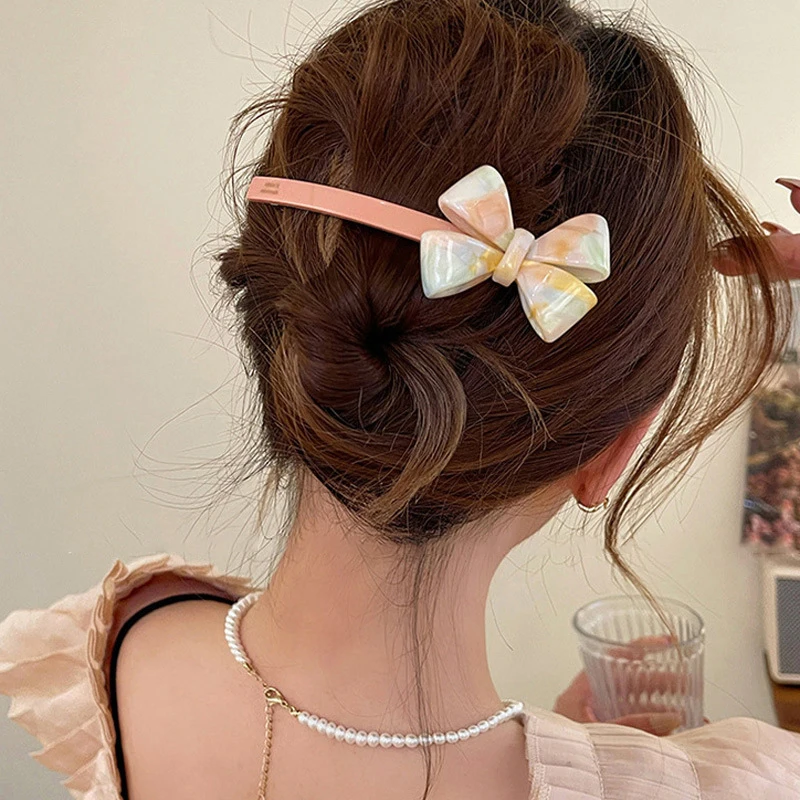 

Korean Style Three-dimensional Bow Fashion Simple Acetate Hair Clips Hairpins Bangs Clip Barrettes Side Clip For Women Headwear