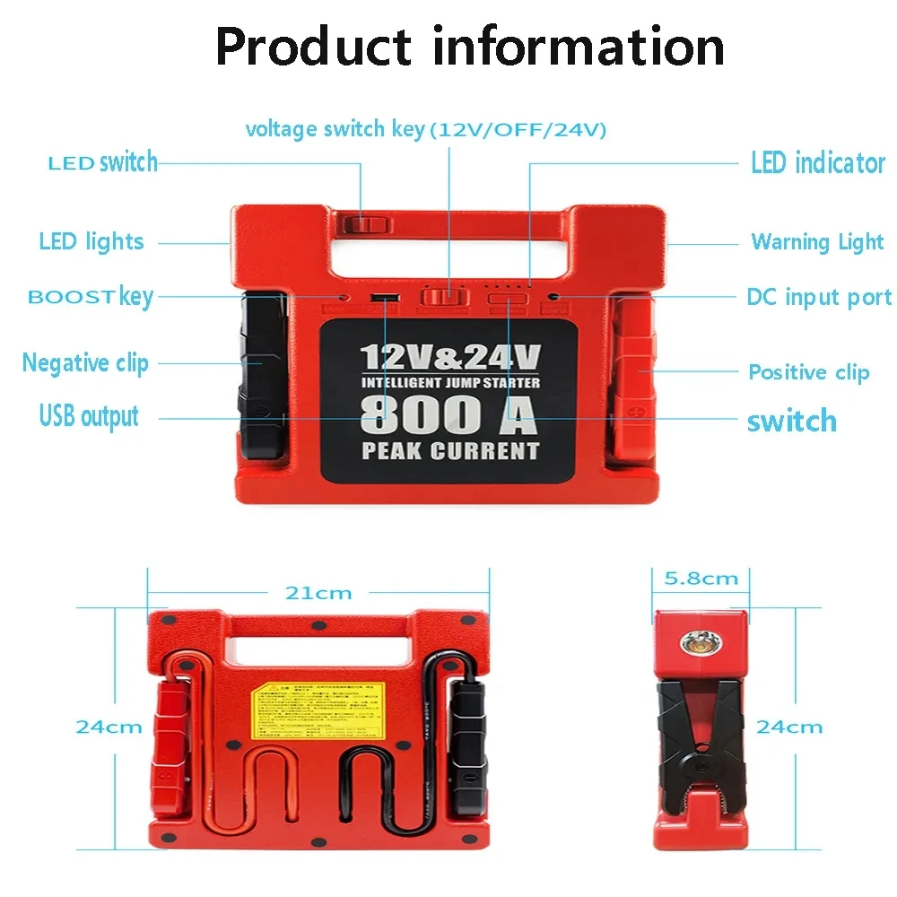 Car Starter 6000A 998000mAh Cars And Trucks 12v 24v Emergency Portable battery power booster jump starter industrial vehicles