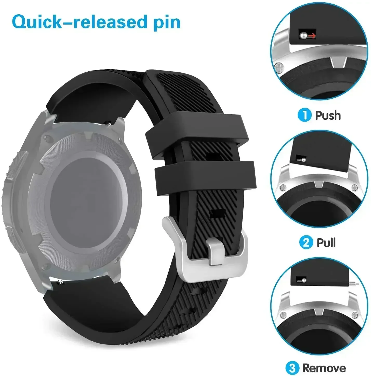 Sporty 22mm Silicone Bracelet Strap - Premium Watchband Accessory in Vibrant Colors