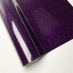 Enhanced Silver Blue Black Forged Carbon Fiber Vinyl Wrap Film with Air Release Technology - 20X152 CM (Glossy Purple)