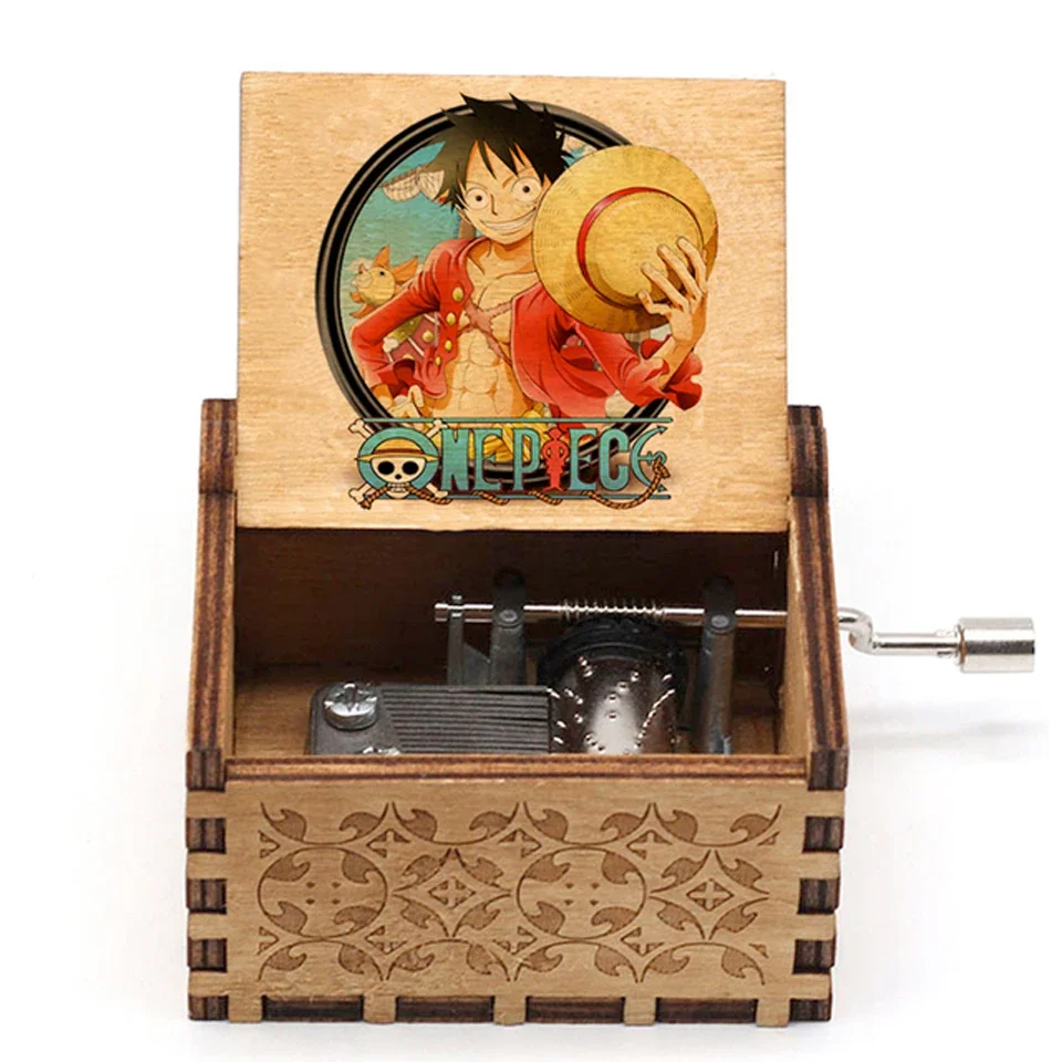 Antique carved Wooden Hand Crank Happy Halloween Music Box 18 Tones Japanese Anime Theme Halloween Decor Christmas Birthday Gift 2