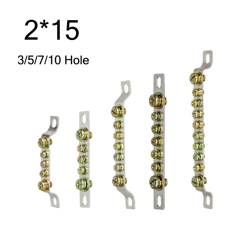 1 Pz 2*15 Morsettiera Di Messa A Terra 3/5/7/10 Foro Rame Linea Zero Fila Collegata Striscia Di Rame Messa A Terra Neutra