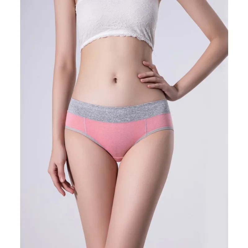 

Women's Fashion New Summer Panties 5XL Butt Lift Color Blocking Simple Midi Waist Briefs Cotton Women Underpants 3PCS