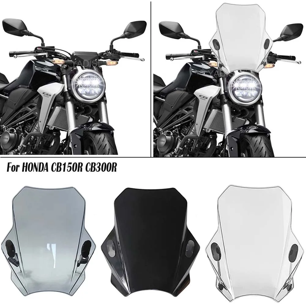 2022 New For HONDA CB150R CB300R Universal Motorcycle Windshield Glass Cover Screen Deflector Motorcycle Accessories for honda cb 1300 cb1300 universal motorcycle windshield glass cover screen deflector motorcycle accessories