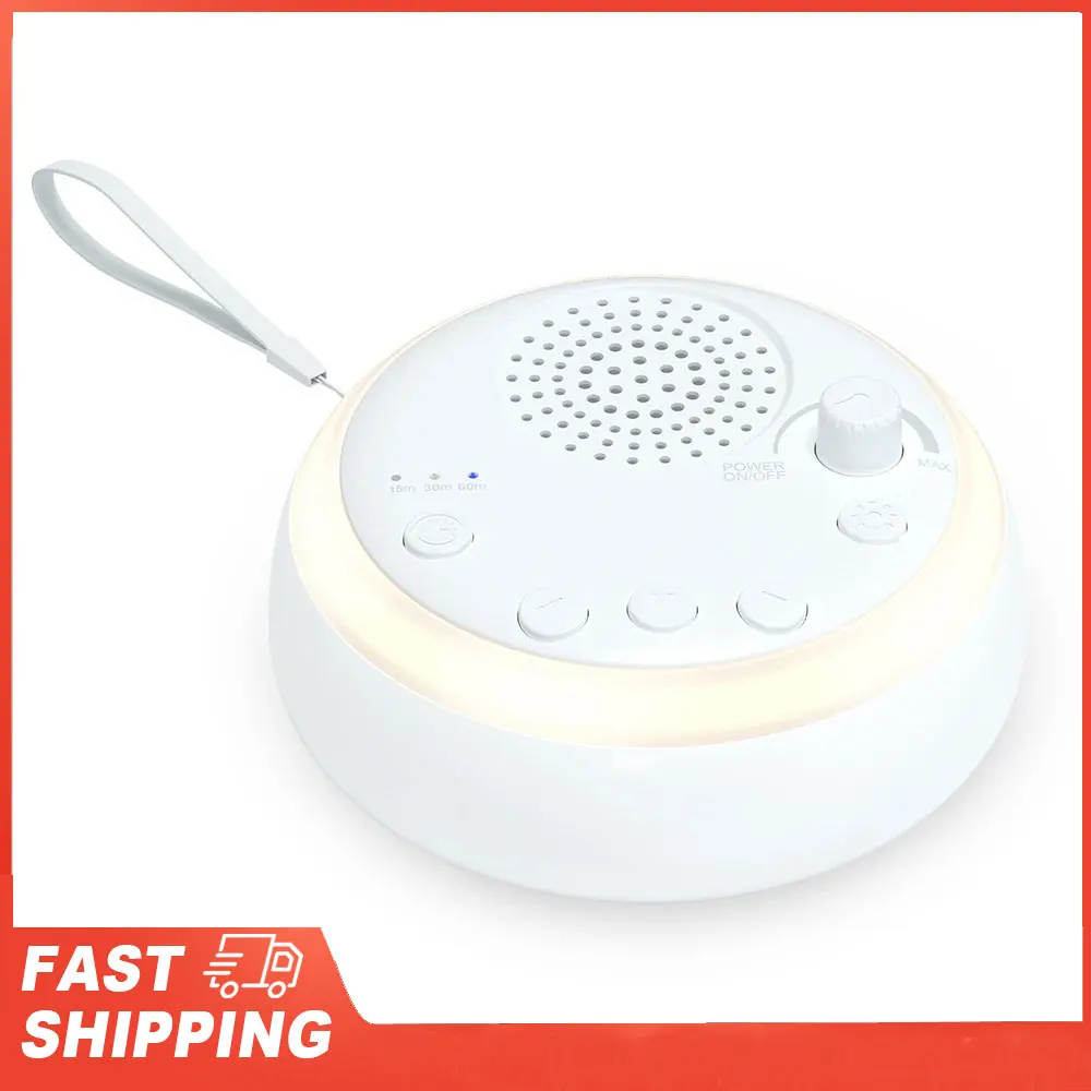 Soothing Sounds White Noise Sleep Machine with Built-in Night Light and Timer
