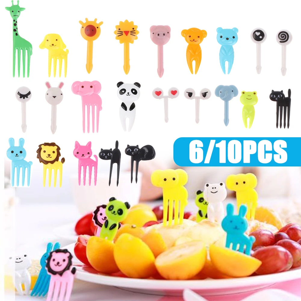Mini Animal Food Picks Set for Kids Cute Cartoon Children Bento Box