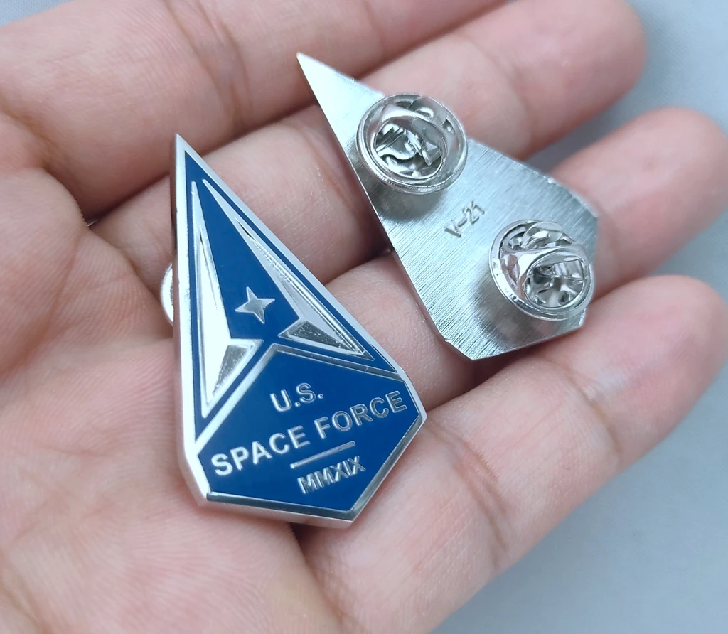 .PAIR U.S. SPACE FORCE COLLAR BADGE PIN DEVICE