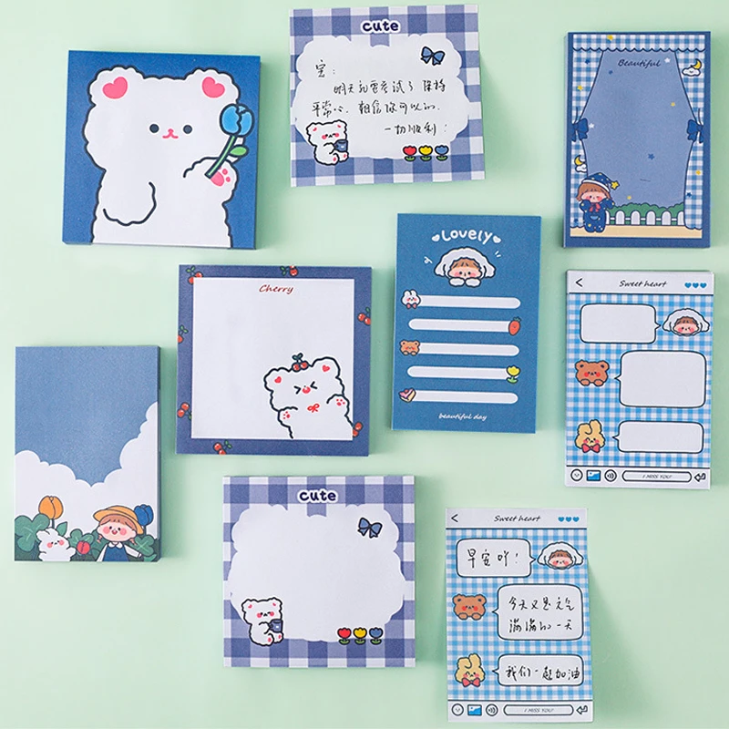 Kawaii Notebook Sticky Notes Memo Pad Pretty Stationery Diary Planner Sticker To Do list Note Card Cute Office School Supplies