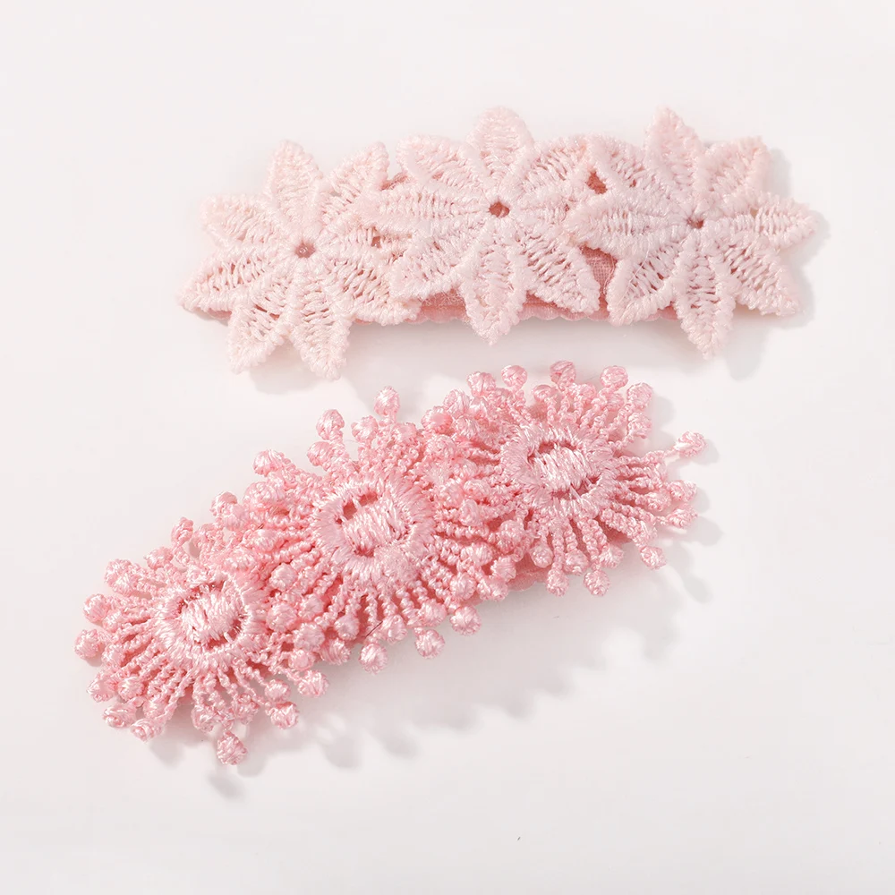 60pc/lot 2.4” Floral Snaps Hair Clips for Women Kids Girls Flower Hair Pins Embroidery Hairpins Baby Girl Daisy Flower Barrettes