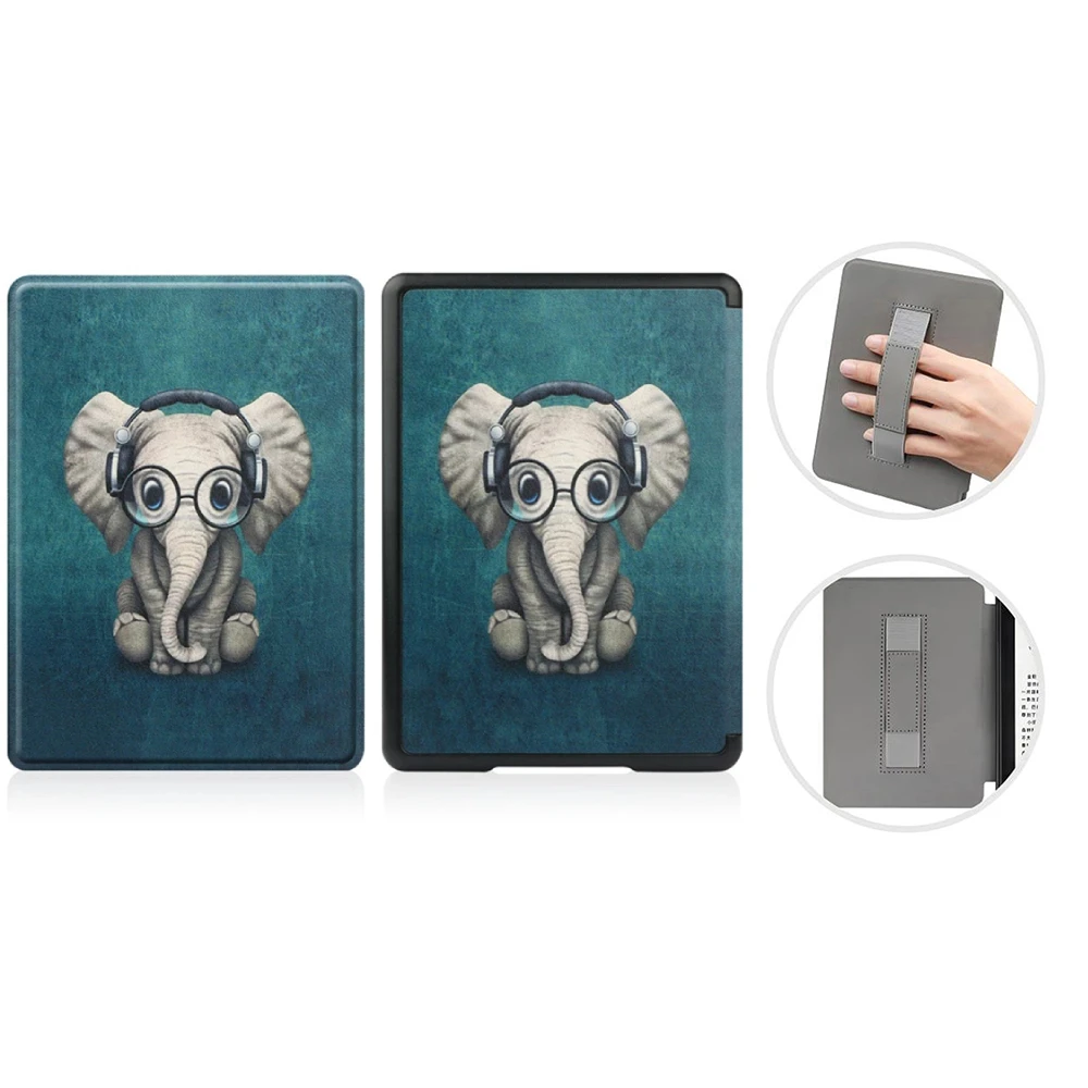 Kindle 11th Generation Case 2022 - Elephant Sunflower Wood Pattern With Auto Wake/Sleep