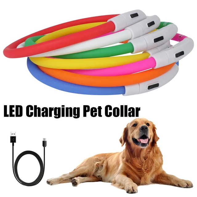Led Luminous Dog Collar 4 Flashing Modes Multi-color Light Up Soft Silicone Glowing Light Dog Necklace for DogsCat Walking Night 6