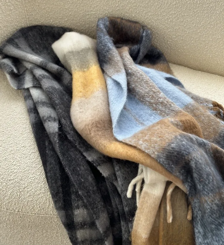 CashSoft Tassel Scarf   Genderful Unisex Anywear  Men’s Women's Extra Long Autumn Fall Winter Spring Soft Warm Plaid womens mens Scarfs Small Shawl Hijab accessory Luxury Faux Cashmere Scarves Accessories for Woman Man in yellow Black blue