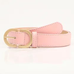 Chic Women's Fashion Belt with Metal Buckle - Available in Multiple Colors (Pink)