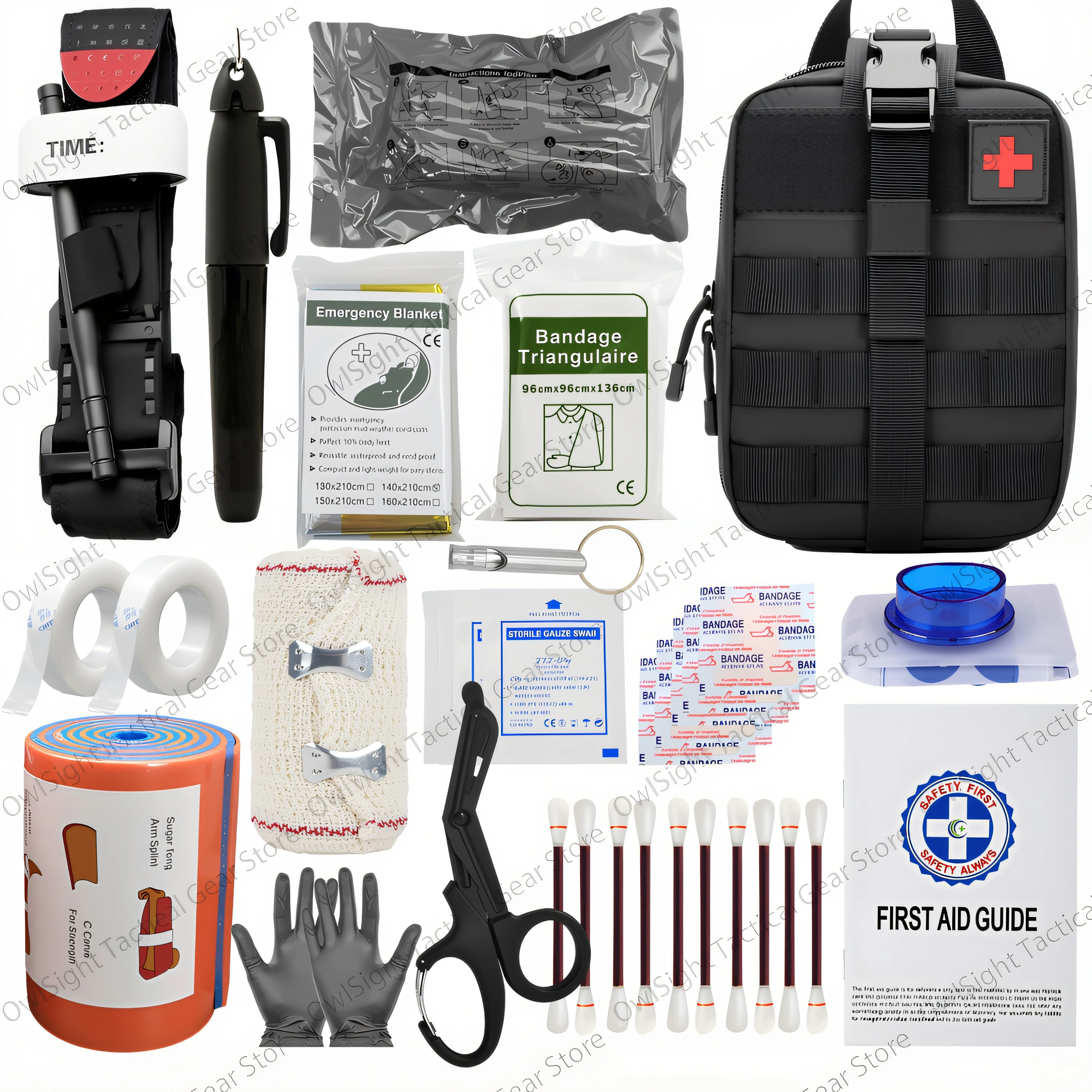 Outdoor Survival First Aid Kit with Molle Bag Medical Emergency IFAK Military Tourniquet Bleeding Control Israel Bandage 1
