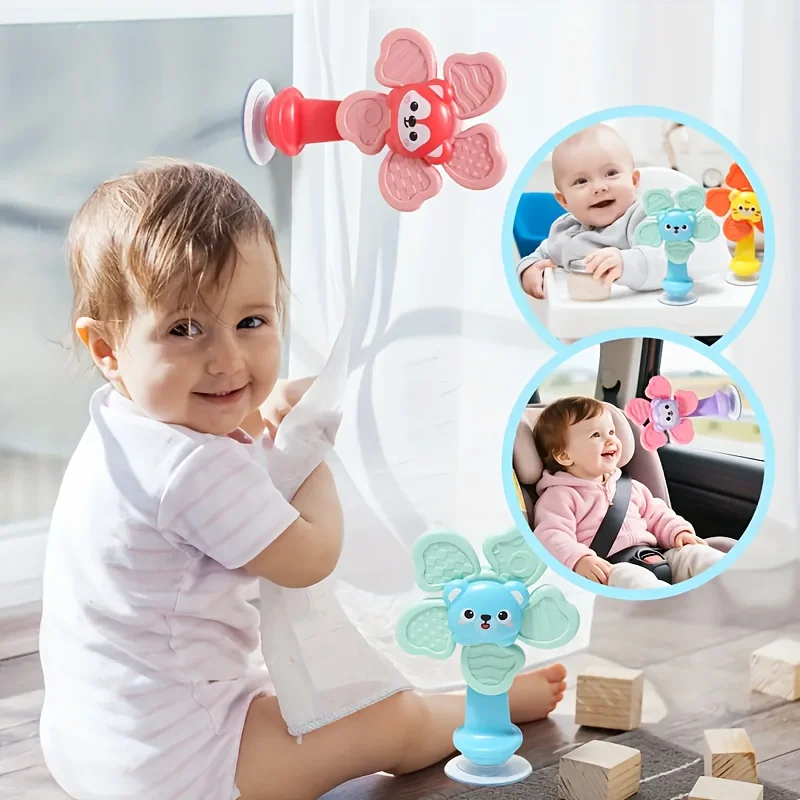 1pc ABS Resin Baby Suction Spinner – Sensory Fidget Toy with Textured Grip, Calming & Educational for Infants & Toddlers