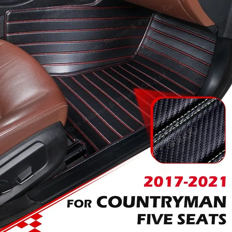 

Custom Carbon Fibre style Floor Mats For MINI COUNTRYMAN 2017-2021 20 19 18 Foot Carpet Cover Automobile Interior Accessories