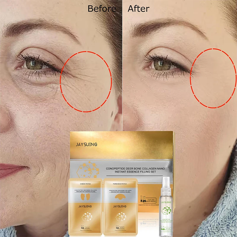 

Collagen Wrinkle Remover Face Serum Patches Set Anti-Aging Lift Firming Fade Fine Lines Liquid Whitening Moisturizing Skin Care