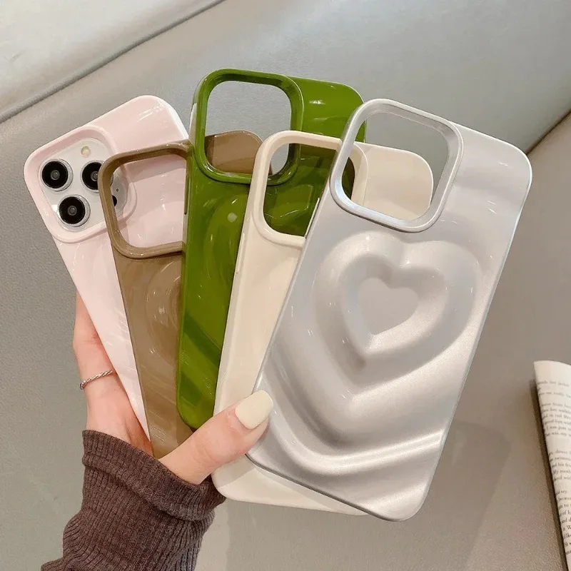 Luxury Bling Love Heart Pattern Phone Case - Smooth Shockproof Bumper Back Cover Coque