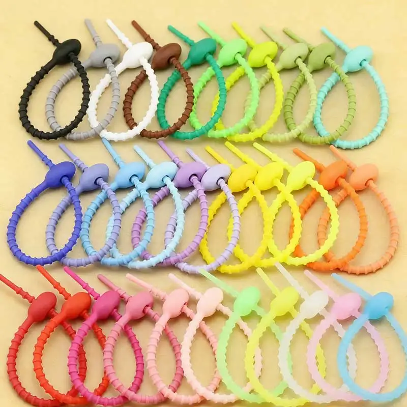 3pcs 15cm 실리콘 재사용 가능한 가방 타이 트위스트 와이어 고정 케이블 지..