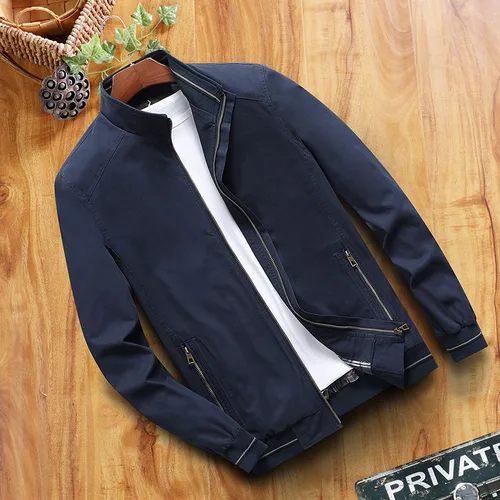 봄과 가을 남성 폭격기 재킷 캐주얼 남성 겉옷 윈드 브레이커 스탠드 칼라 재킷 남성 Workwear 재킷 L-6XL 2