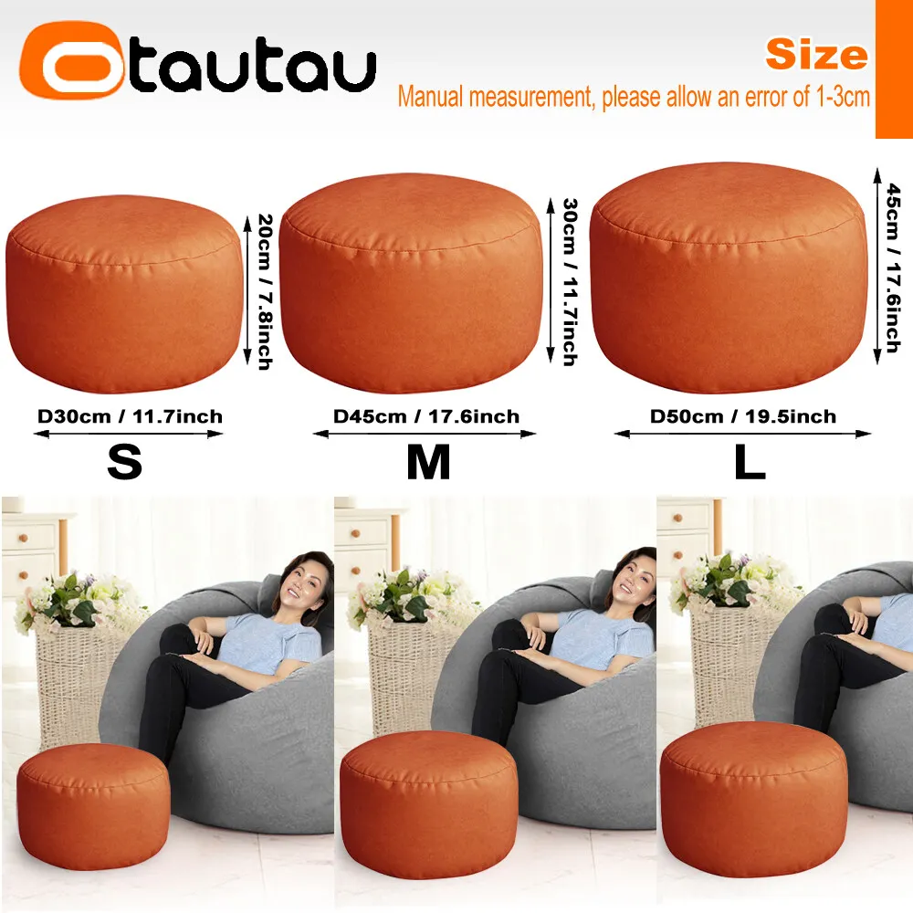 Description Picture 4 of itemOTAUTAU Small Round Faux Leather Ottoman Stool Beanbag Pouf Footstool Stuffed Bean Bag Footrest Floor Corner Seat Puff JD2KJB1C