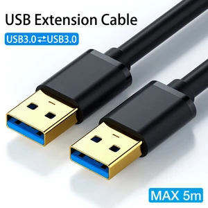 Удлинительный кабель USB-USB, 5-0,5 м, Переходник USB 3,0 2,0 «Папа-папа» для радиатора, жесткого диска, ТВ-приставки, удлинитель кабеля USB