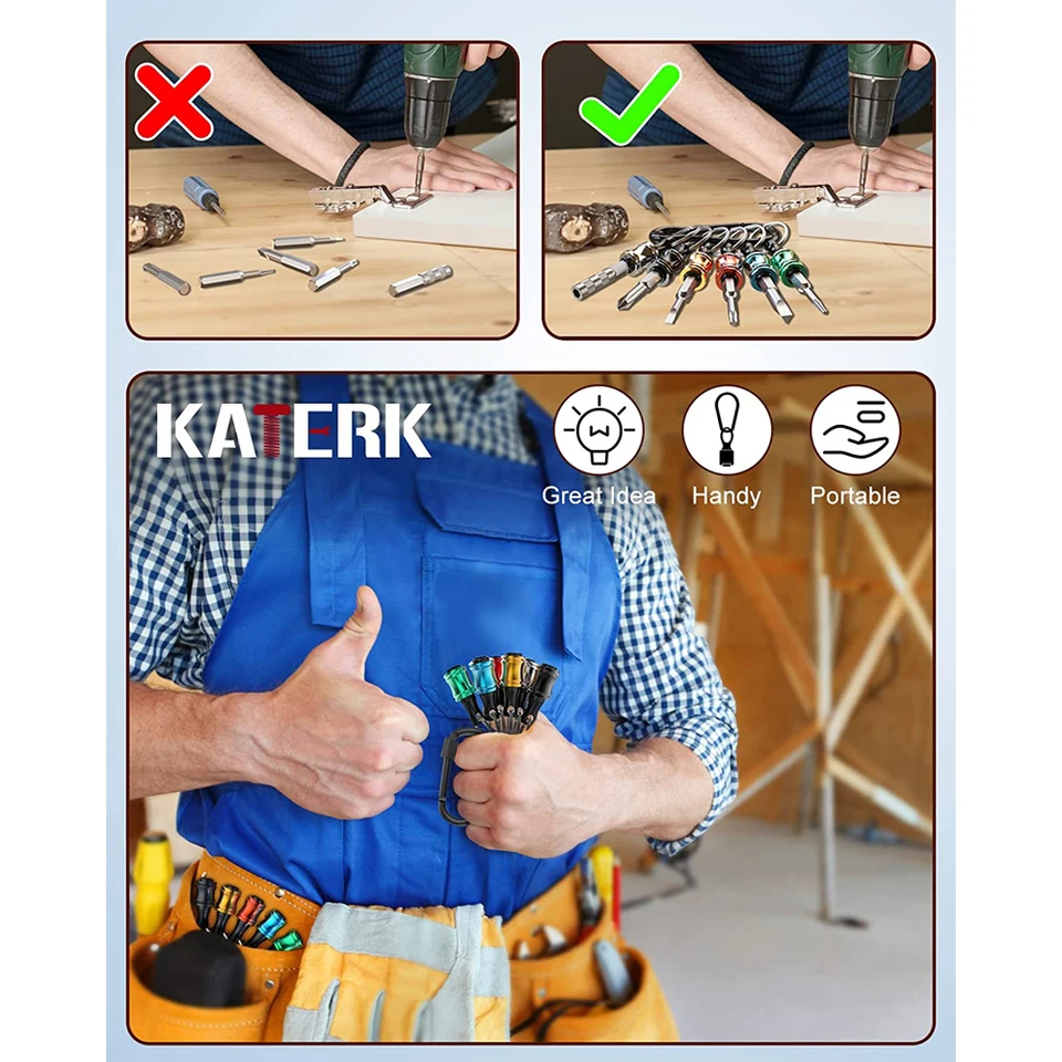 6Pcs Bit Holder Keychain - Quick Release Drill Bit Organizer For Tools & DIY Projects